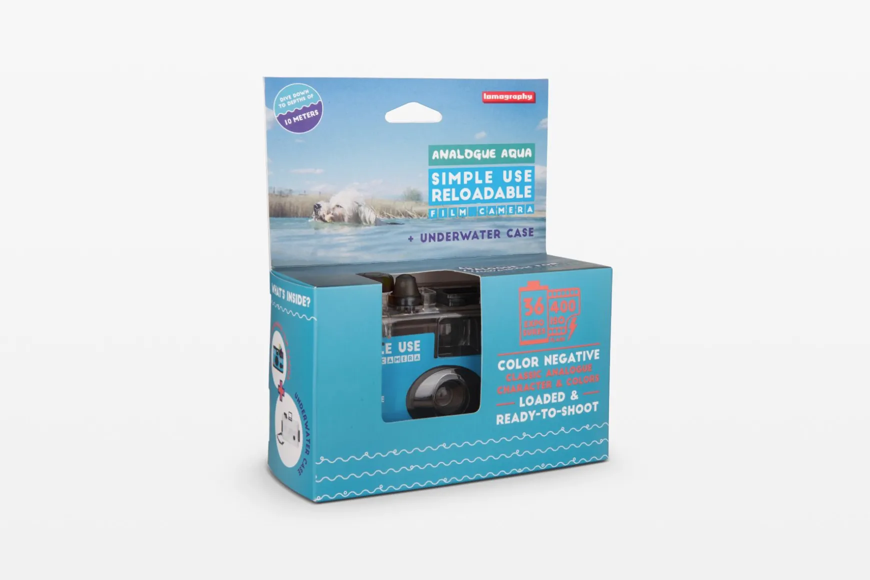 Lomography Simple Use>Analogue Aqua Reloadable Camera & Underwater Case Color Negative 400